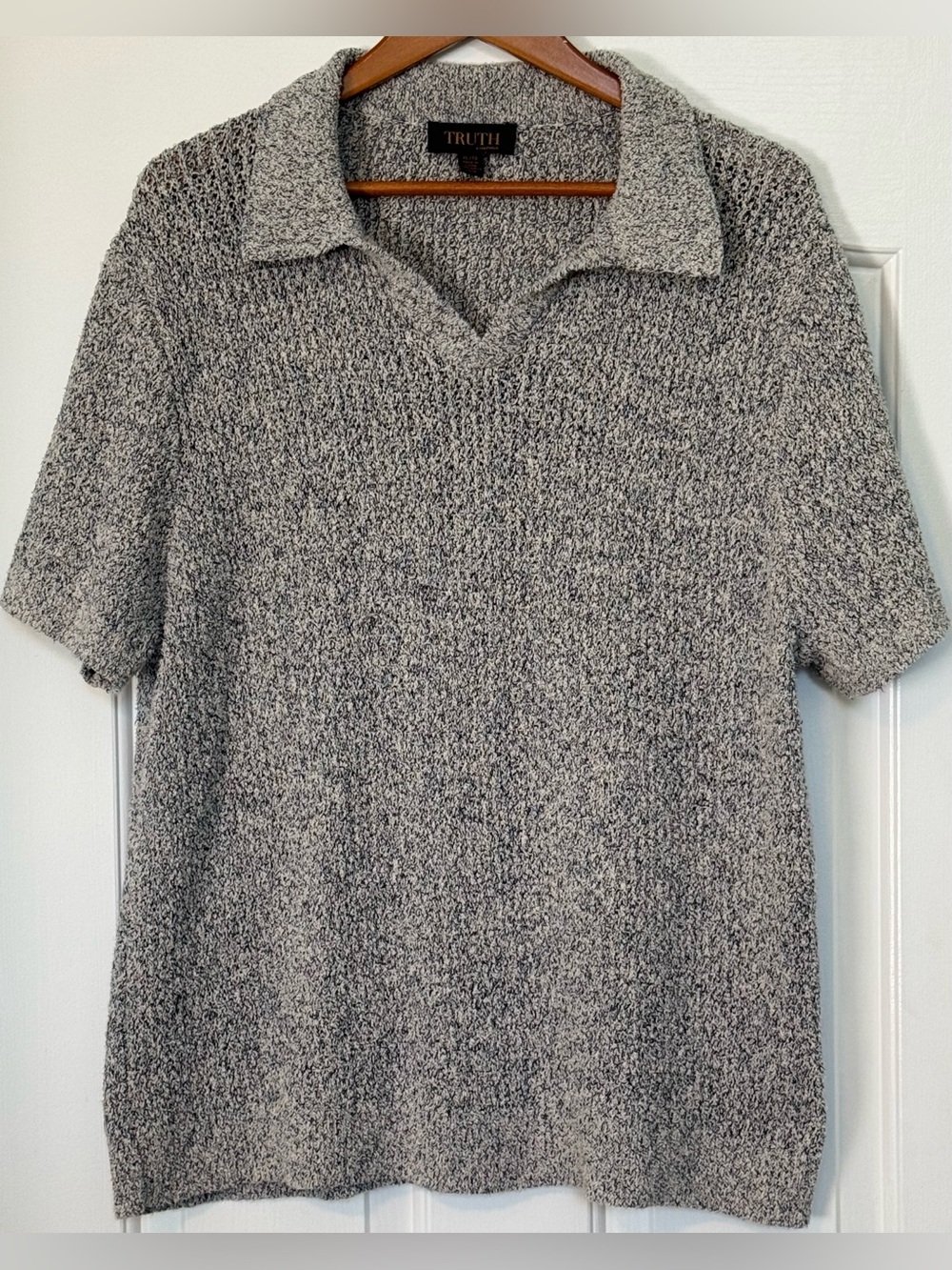 Truth by Republic Men’s XL Knit Polo Sweater Johnny Collar Marled